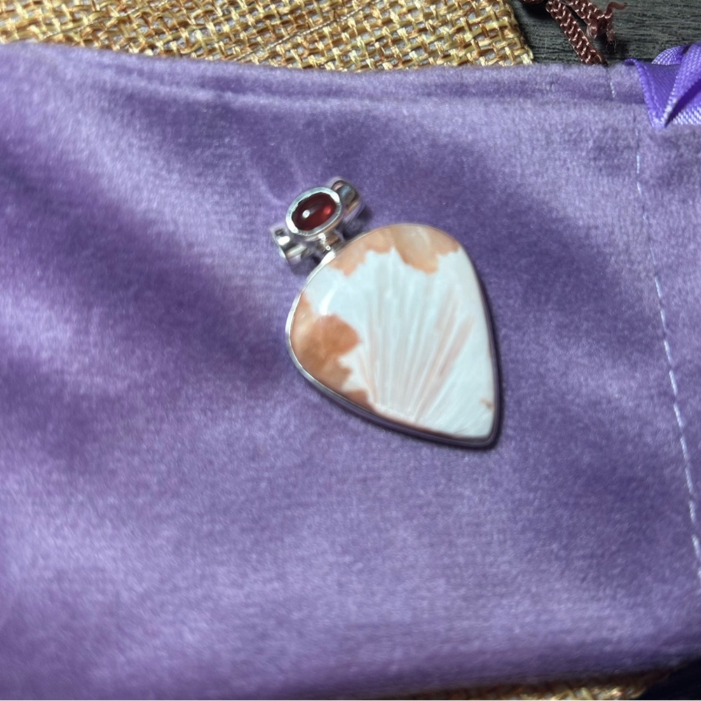Garnet and Orange Scolecite Stone Pendant
